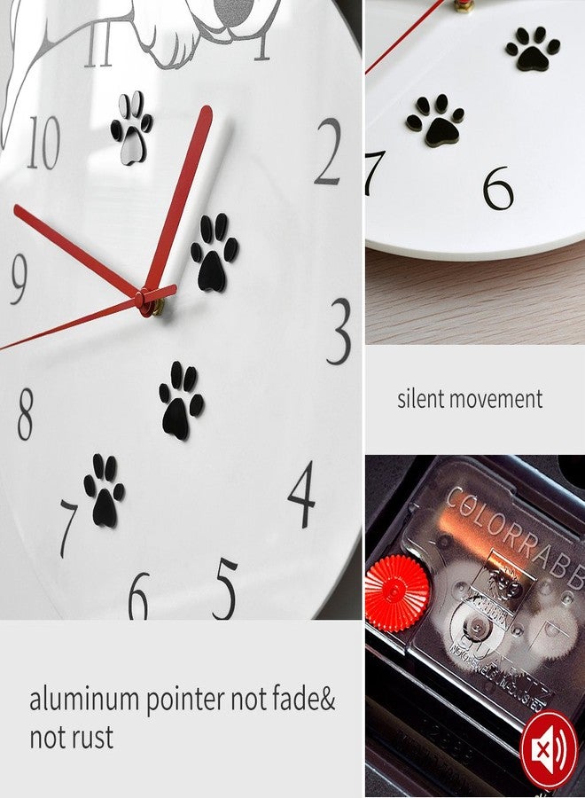 KOLYMAX 3D Cute Wall Clock Non-Ticking Silent Kids Room Decorative Clock with Unique Lovely Cartoon Shape - Puppy Dog 12inch (Gold) - Image 3
