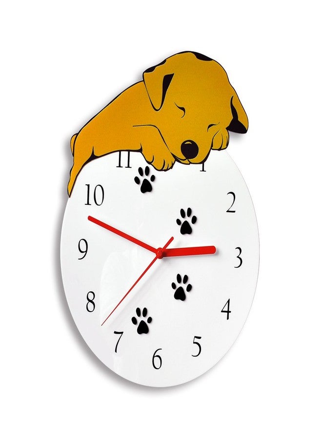 KOLYMAX 3D Cute Wall Clock Non-Ticking Silent Kids Room Decorative Clock with Unique Lovely Cartoon Shape - Puppy Dog 12inch (Gold) - Image 1