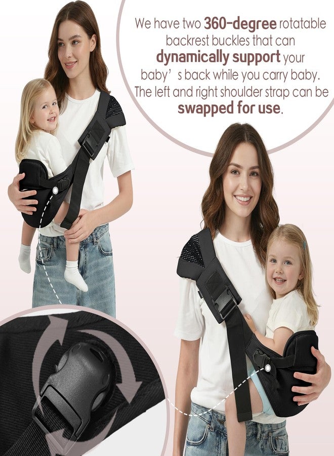 MISSWISDOM Toddler Sling Carrier, Toddler Carrier Sling, Baby Carriers Hip Carriers with Backrest, Lightweight Travel-Friendly Baby Slings Carriers, Black - Image 5