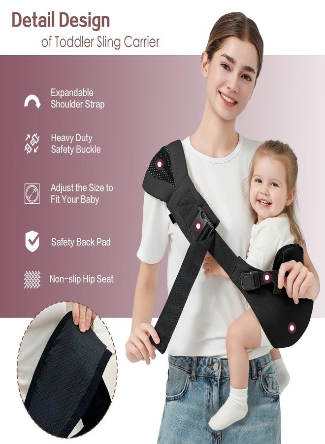 MISSWISDOM Toddler Sling Carrier, Toddler Carrier Sling, Baby Carriers Hip Carriers with Backrest, Lightweight Travel-Friendly Baby Slings Carriers, Black - Image 2
