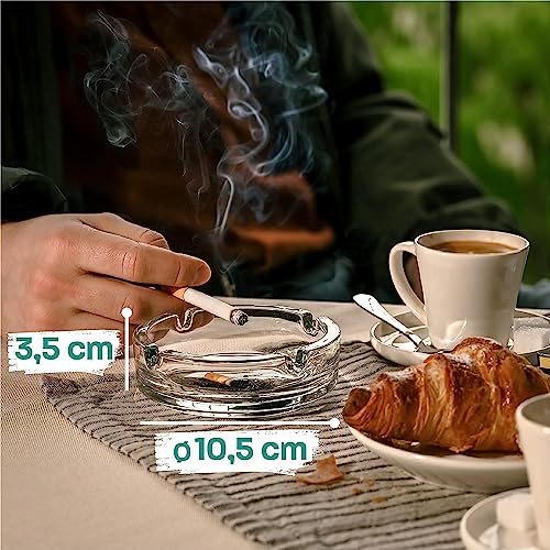 Incrizma Ash Tray, Glass Ashtray for Cigarettes, Portable Decorative Modern Ashtray for Outside, Home, Office, Patio, Outdoor, Indoor, Fancy Cute Cool Ashtray, Clear/Crystal/Transparent- Set of 2 - Image 5
