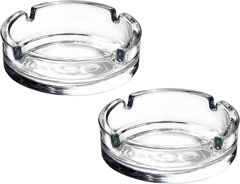 Incrizma Ash Tray, Glass Ashtray for Cigarettes, Portable Decorative Modern Ashtray for Outside, Home, Office, Patio, Outdoor, Indoor, Fancy Cute Cool Ashtray, Clear/Crystal/Transparent- Set of 2 - Image 1