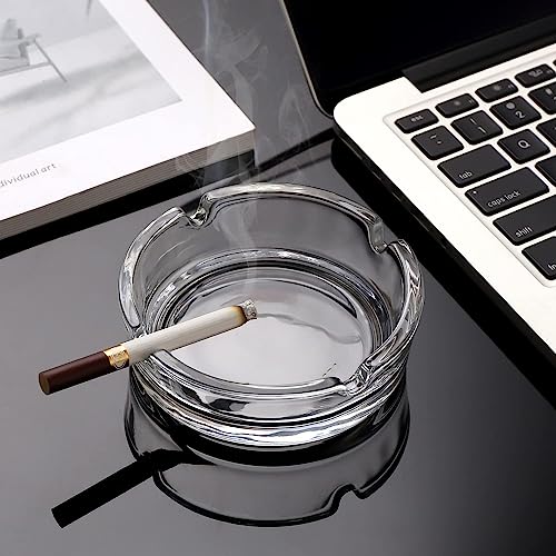 Incrizma Ash Tray, Glass Ashtray for Cigarettes, Portable Decorative Modern Ashtray for Outside, Home, Office, Patio, Outdoor, Indoor, Fancy Cute Cool Ashtray, Clear/Crystal/Transparent- Set of 2 - Image 2
