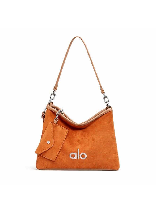 Alo Yoga Women’s Suede Shoulder Bag with Adjustable Strap and Mini Pouch – Casual Hobo Handbag for Daily Use - Image 1