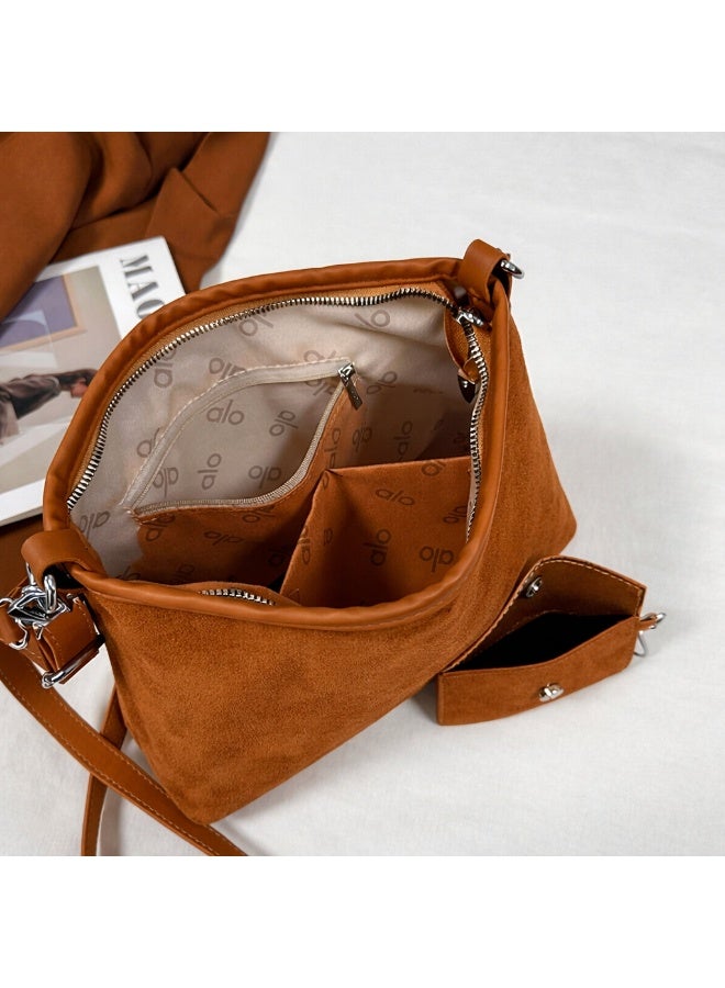 Alo Yoga Women’s Suede Shoulder Bag with Adjustable Strap and Mini Pouch – Casual Hobo Handbag for Daily Use - Image 2