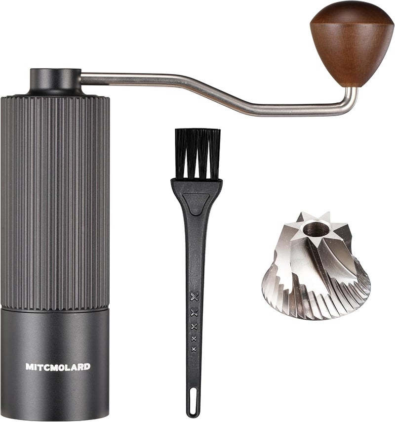 MITCMOLARD Manual Coffee Grinder - Coffee Grinder - مطحنة قهوة يدوية, Hand Mill, 7 Axis Stainless Steel Conical Burr Portable Coffee Bean Grinder, 12 Adjustable Settings|Double Bearing Position - Image 1