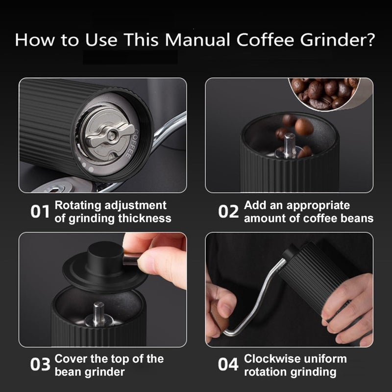 MITCMOLARD Manual Coffee Grinder - Coffee Grinder - مطحنة قهوة يدوية, Hand Mill, 7 Axis Stainless Steel Conical Burr Portable Coffee Bean Grinder, 12 Adjustable Settings|Double Bearing Position - Image 3