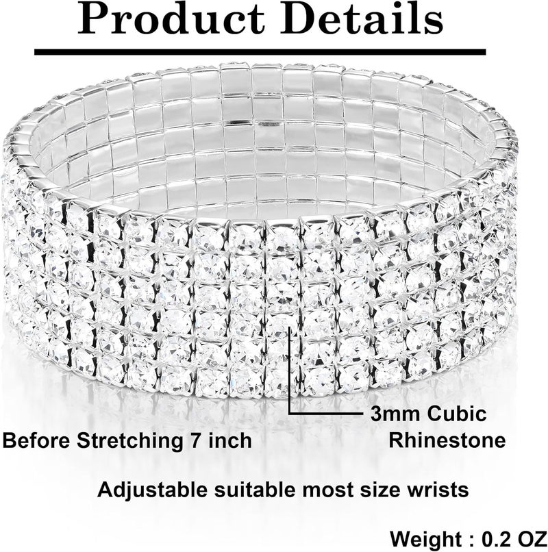 Zealmer Sparkle Multicolor Rhinestone Stackable Stretch Bracelets for Women - Image 2