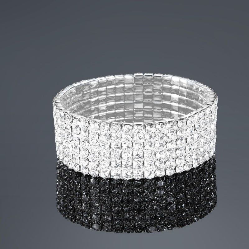 Zealmer Sparkle Multicolor Rhinestone Stackable Stretch Bracelets for Women - Image 5