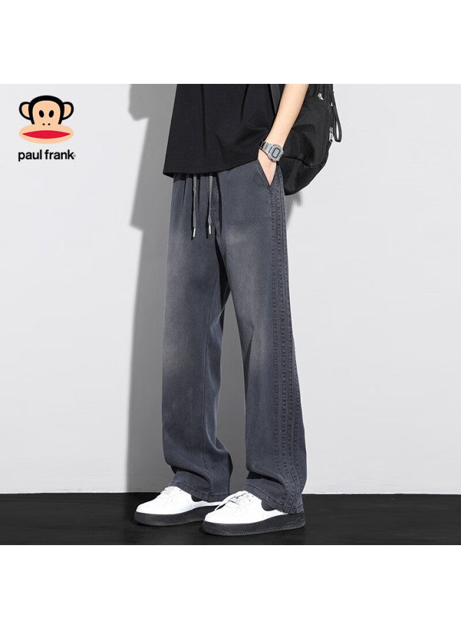 Paul Frank Casual Pants For Men, Spring And Autumn Straight-leg Trousers, Tencel Cool-feeling Loose-fit Long Pants, Modern Gray Thin Style, 2XL - Image 2