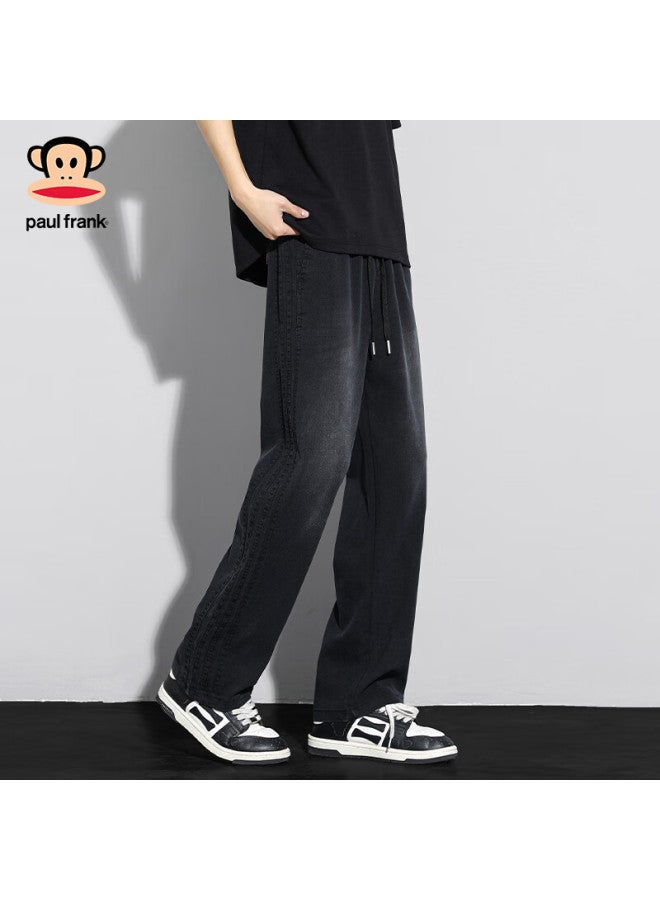 Paul Frank Casual Pants For Men, Spring And Autumn Straight-leg Trousers, Tencel Cool-feeling Loose-fit Long Pants, Modern Gray Thin Style, 2XL - Image 3