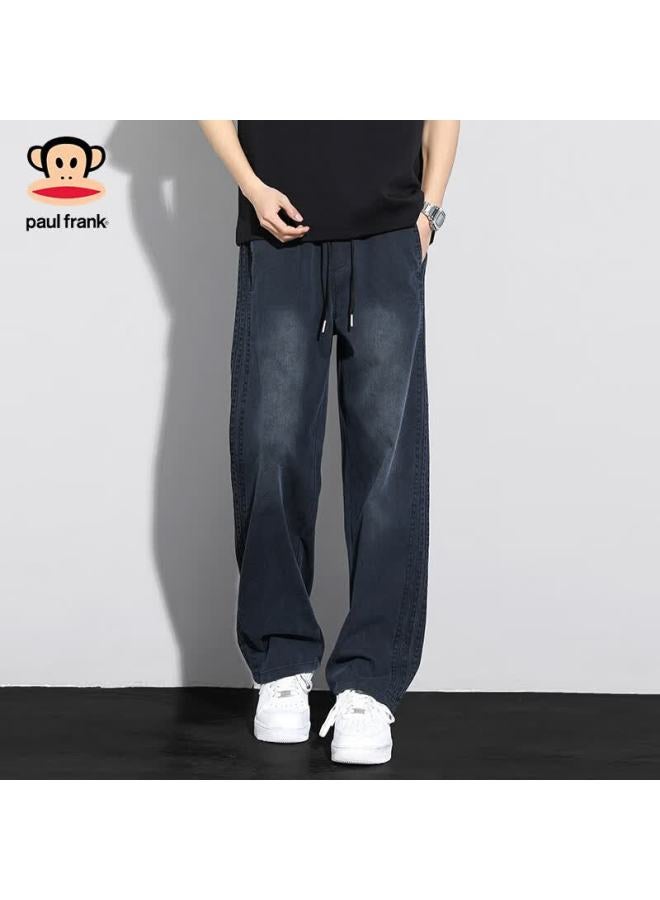 Paul Frank Casual Pants For Men, Spring And Autumn Straight-leg Trousers, Tencel Cool-feeling Loose-fit Long Pants, Modern Gray Thin Style, 2XL - Image 1