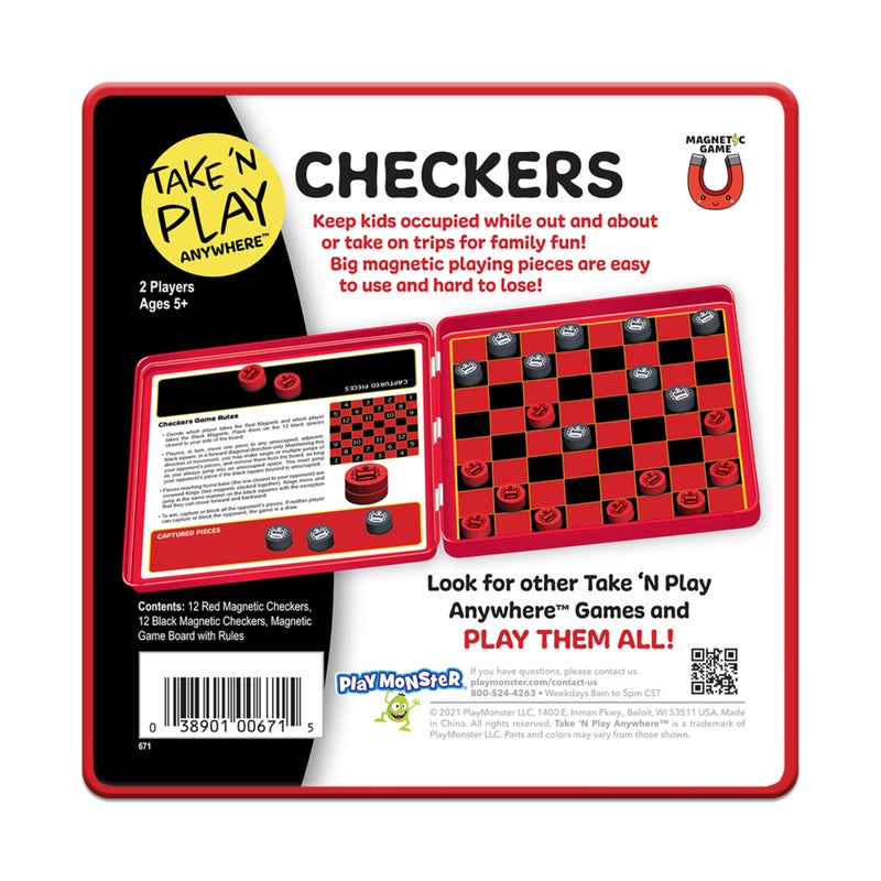 PlayMonster Take 'N Play Anywhere â€” Checkers â€” Magnetic Travel Game â€” Fun on The Go! â€” for Ages 4+ - Image 4