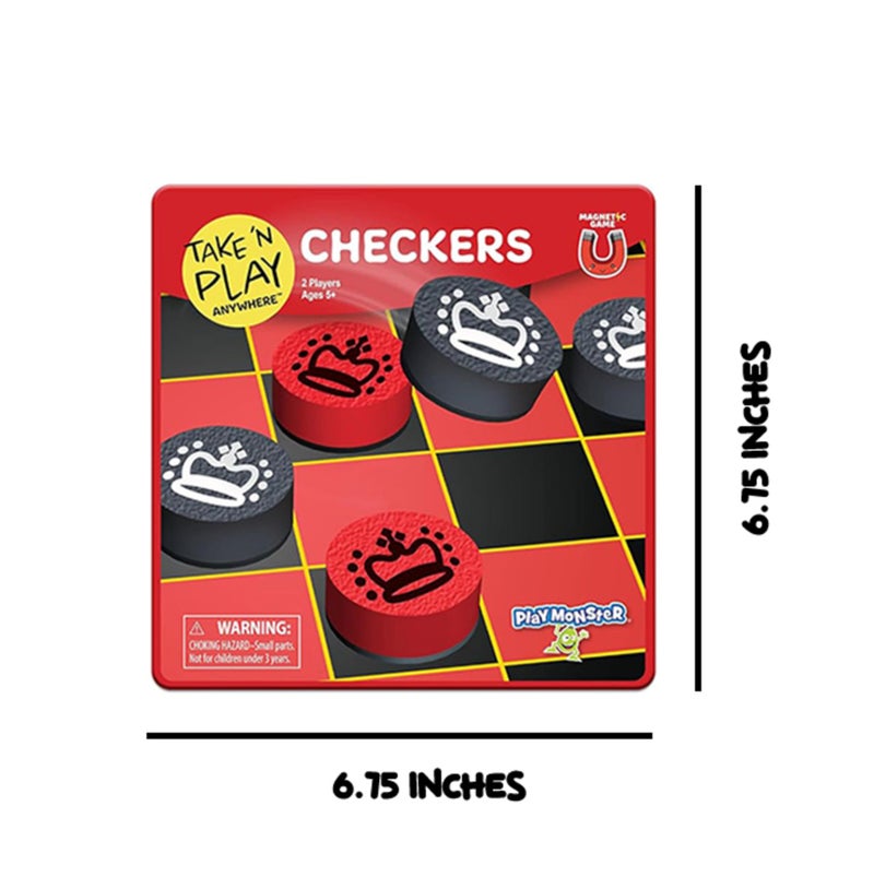 PlayMonster Take 'N Play Anywhere â€” Checkers â€” Magnetic Travel Game â€” Fun on The Go! â€” for Ages 4+ - Image 2
