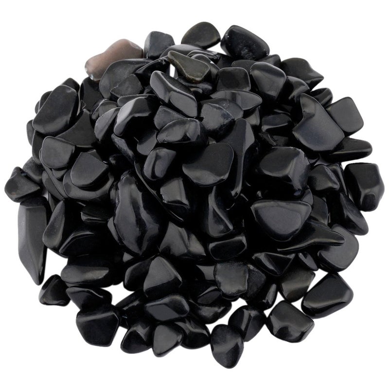 SUNYIK Black Obsidian Tumbled Chips Stone Crushed Pieces Irregular Shaped Stones 0.3-0.5 inch 1pound(about 460 gram) - Image 1