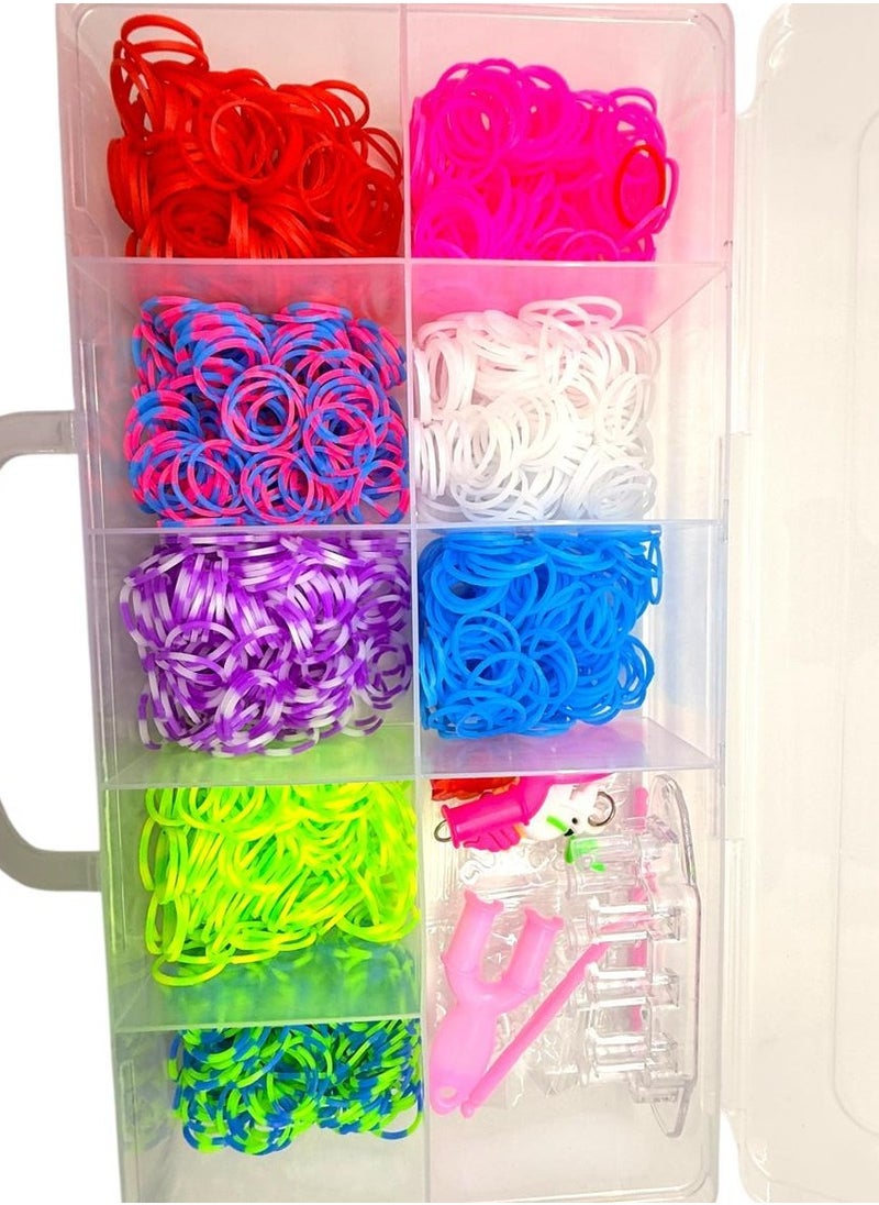 null - Colorful Rubber Bracelet Making Accessories Box The box comes with a colorful and attractive design, and includes a variety of tools and components needed to make different bracelets and accessories. - Image 1