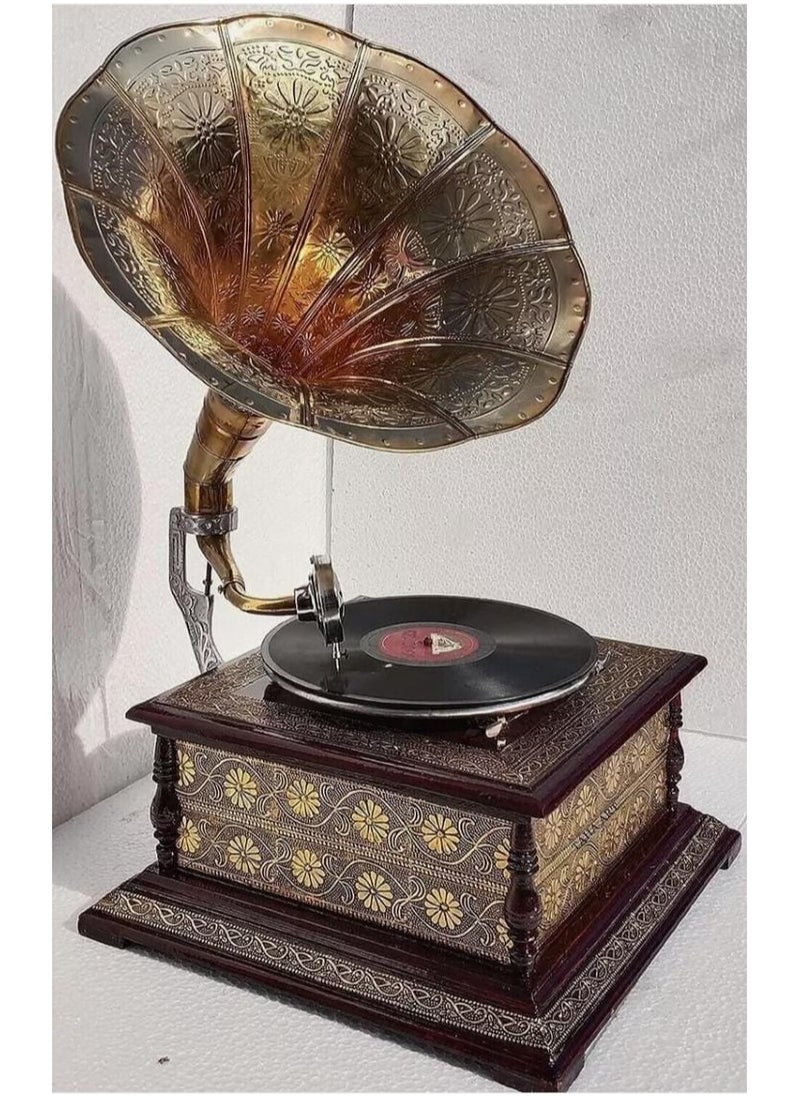 Generic - Antique Gramophone Player With Wooden Stand Record Player Original Gramophone - Image 1