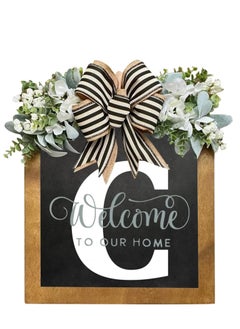 Y&D Welcome Sign Creative Bowknot Letter Wreath In Front Of The Door Outdoor Decoration Props For The Courtyard 30x35CM  - Image 1