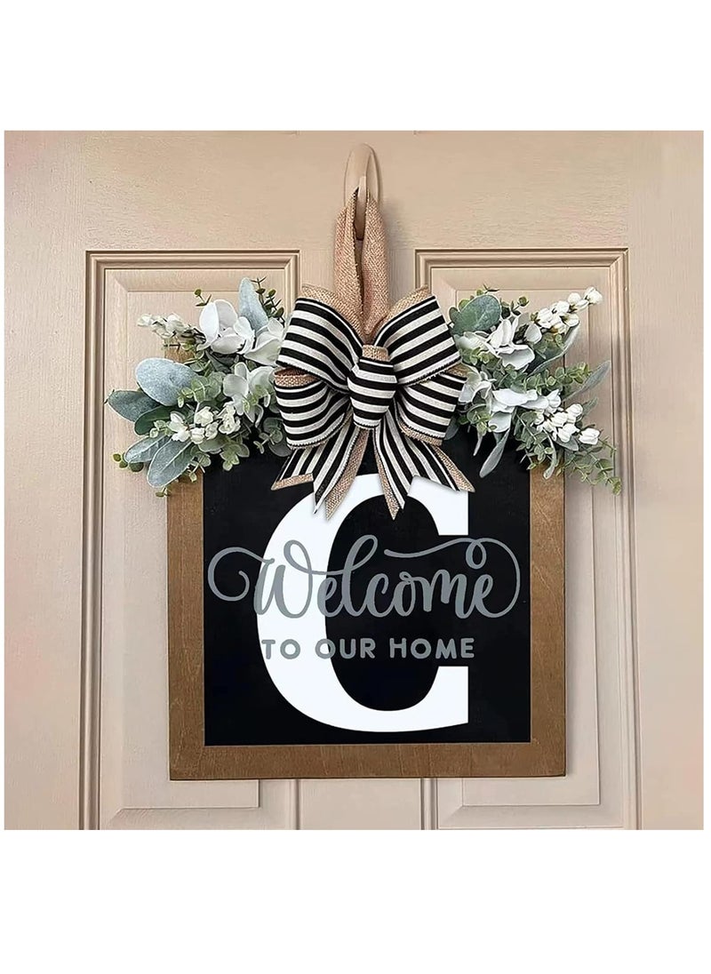 Y&D Welcome Sign Creative Bowknot Letter Wreath In Front Of The Door Outdoor Decoration Props For The Courtyard 30x35CM  - Image 3