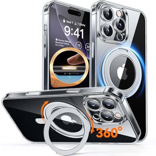 CANSHN 360 Spin Magnetic Stand for iPhone 16 Pro Max Case with Camera Control Full Camera Protection Compatible with Magsafe NonYellowing Shockproof Protective Phone Cover 69 Clear - Image 1