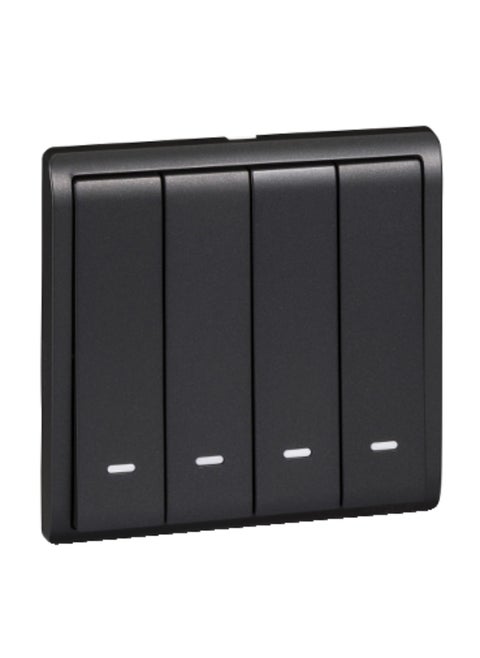 Schneider Electric 10AX 250V 4Gang 2way switched with Fluorescent Locator,Matt Black - E8234L2F_MB_G1