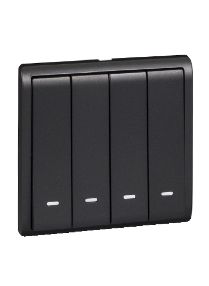 Schneider Electric Schneider Electric 10AX 250V 4Gang 2way switched with Fluorescent Locator,Matt Black - E8234L2F_MB_G1 