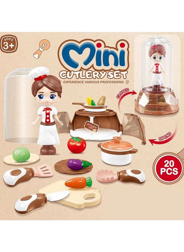 Swift 20 Pcs Mini Kitchen Toy Set With Doll Pretend Cooking Food Play Dinnerware Set Safe Cute Children Girl Toy Gift Fun Game Toy Kitchen Set  - Image 2