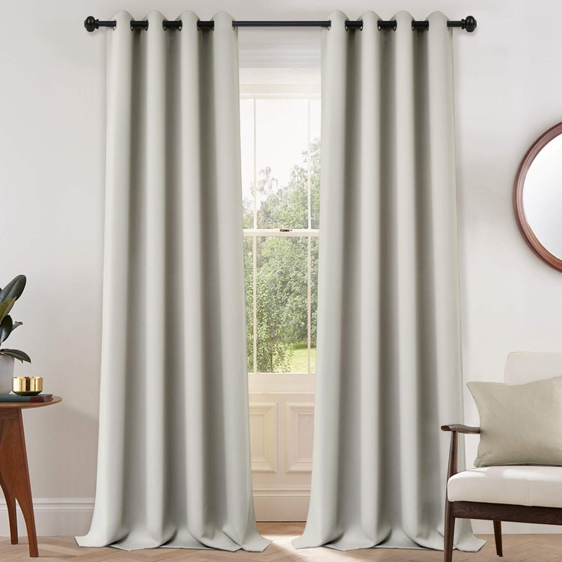Yakamok Blackout Curtains for BedroomRoom Darkening Thermal Insulated Grommet Top Drapes for Living RoomLight Beige52x108 Inch 2 Panels