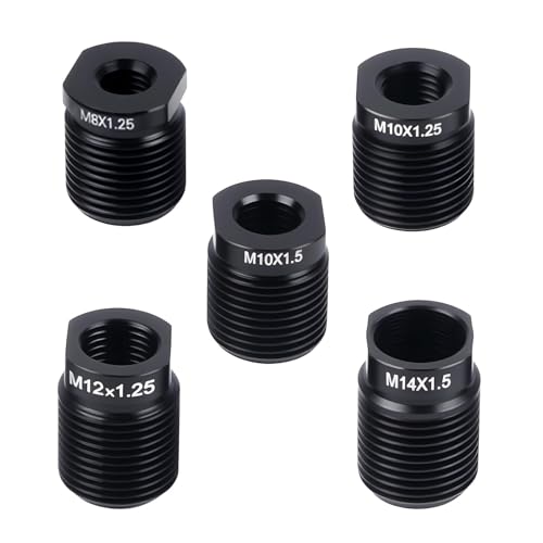 YUEWEESER 5Pcs Gear Shift Knob Adapter Kit Aluminum Alloy Shifter Thread Adapter Replacement Kits Universal Fit for Car Truck SUV M8M10M12M14 Quick Installation Nut Inserts Manual Transmission - Image 1