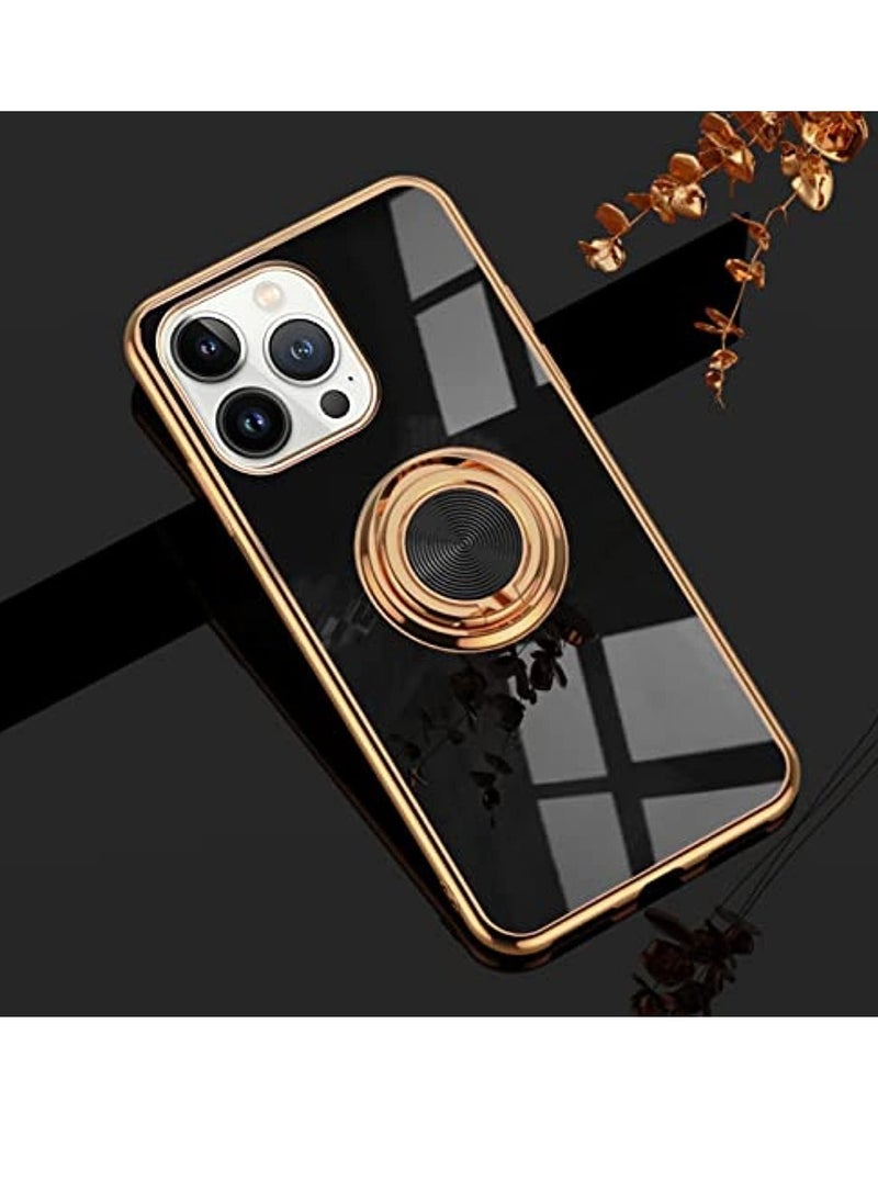 Raxoom Luxury Silicone TPU Shockproof Ring Holder Kickstand Slim Plated Phone Case Cover designed for iPhone 13 Pro - Image 3