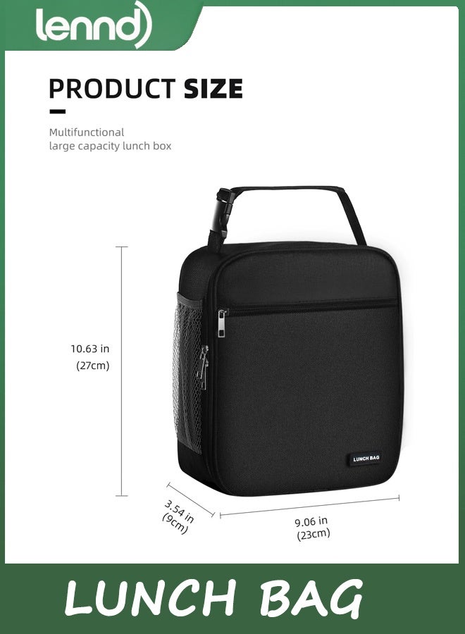 LENND Lunch box Lunch bag for men women Insulated Lunchbox Lunch bags for Work Picnic Travel (Black) - Image 2