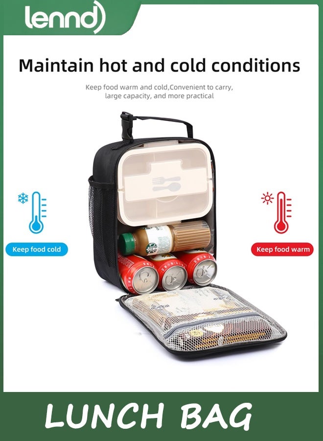 LENND Lunch box Lunch bag for men women Insulated Lunchbox Lunch bags for Work Picnic Travel (Black) - Image 5