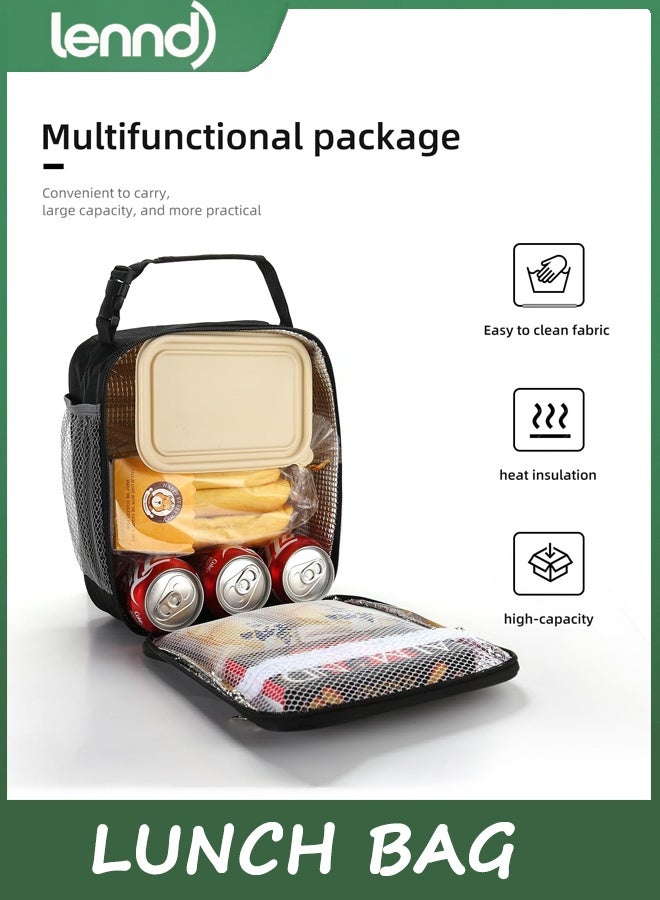 LENND Lunch box Lunch bag for men women Insulated Lunchbox Lunch bags for Work Picnic Travel (Black) - Image 4