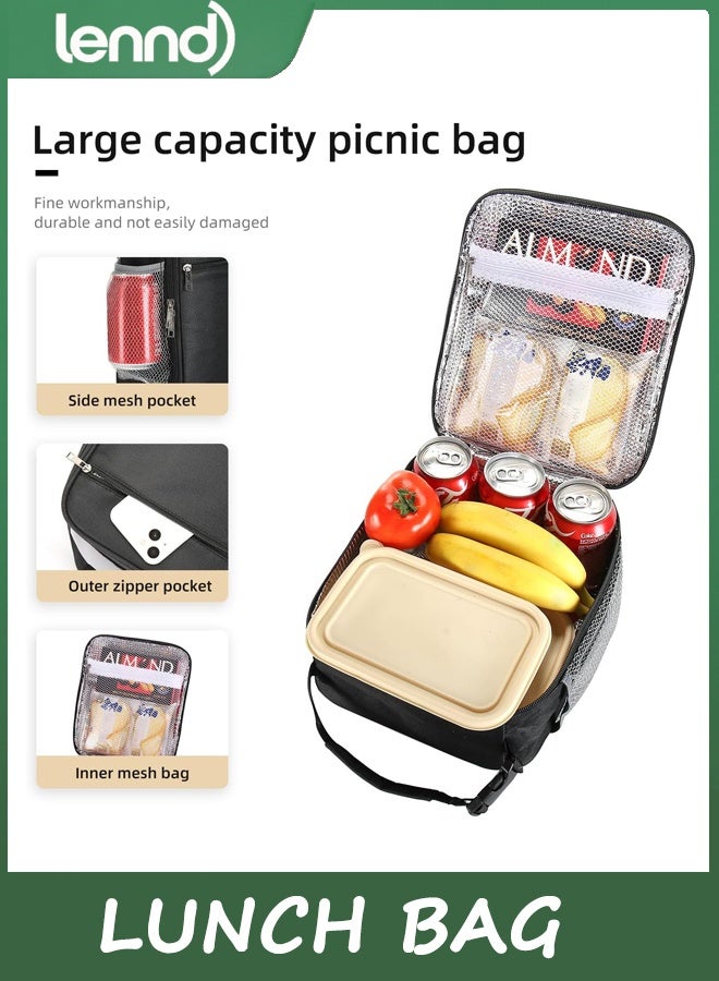 LENND Lunch box Lunch bag for men women Insulated Lunchbox Lunch bags for Work Picnic Travel (Black) - Image 3