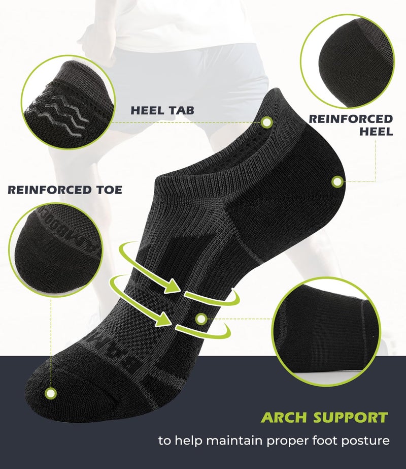 BAMBOO COOL Men's No-Show Socks Low Cut Breathable Moisture-Wicking Socks Non Slip Running Workout casual, 6 Packs - Image 5