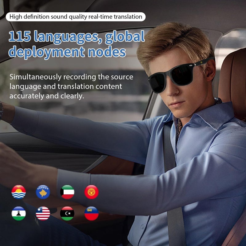 نظارات بلوتوث ذكية ، نظارات شمسية لمس ومساعد صوتي مع عدسات UV400 مستقطبة ، نظارات شمسية ذكية متعددة الوظائف للأعمال مع حجم التحكم في المكالمات للرجال والنساء ، أسود - Image 3