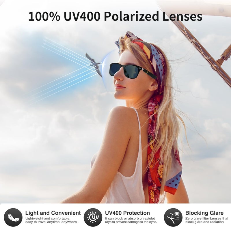 نظارات بلوتوث ذكية ، نظارات شمسية لمس ومساعد صوتي مع عدسات UV400 مستقطبة ، نظارات شمسية ذكية متعددة الوظائف للأعمال مع حجم التحكم في المكالمات للرجال والنساء ، أسود - Image 4