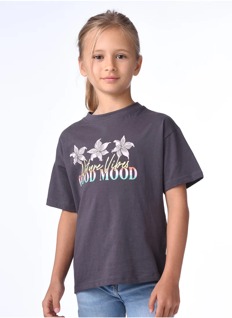 فكتور اند جين Victor and jane Girls' T-shirt - Grey