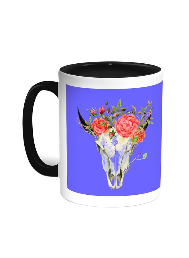 RYN Abstract Art Of The Skull Of A Deer Printed Coffee Mug Black/White 11ounce