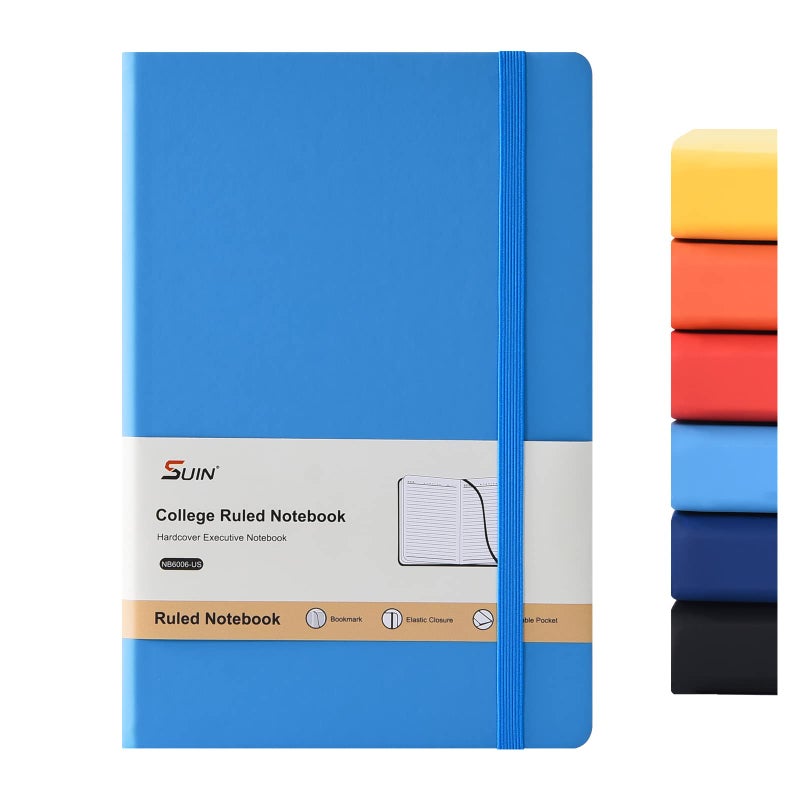 SUIN Hardcover-Journal-Notebooks, A5 Lined Journals Notebook for Writing 200 Pages, 8.2 x 5.5 inch, Classic Ruled Notebooks for Work/Travel/College (Light Blue- 1 Pack) - Image 1