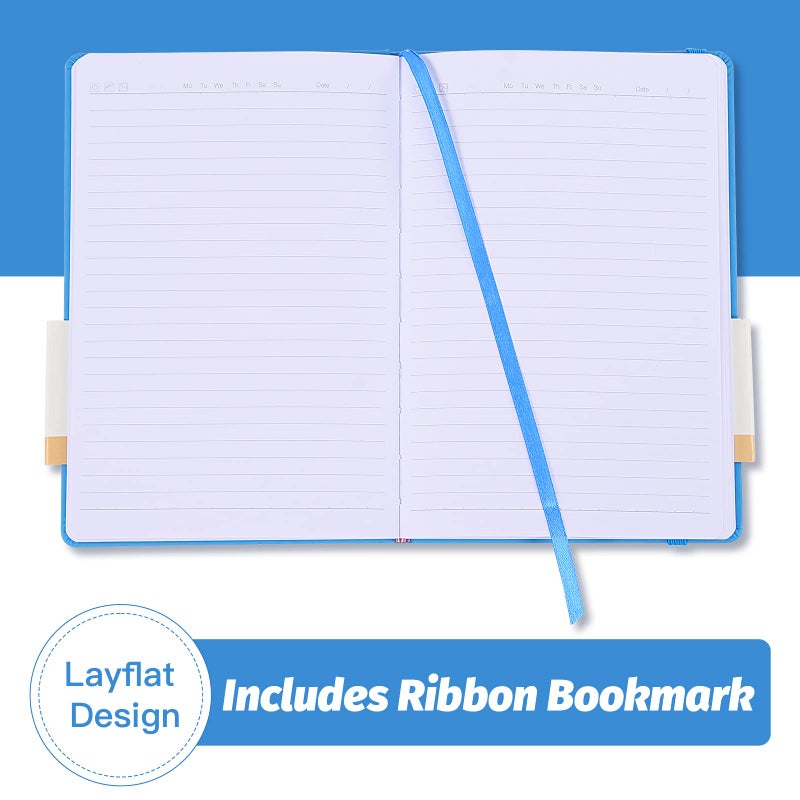 SUIN Hardcover-Journal-Notebooks, A5 Lined Journals Notebook for Writing 200 Pages, 8.2 x 5.5 inch, Classic Ruled Notebooks for Work/Travel/College (Light Blue- 1 Pack) - Image 4