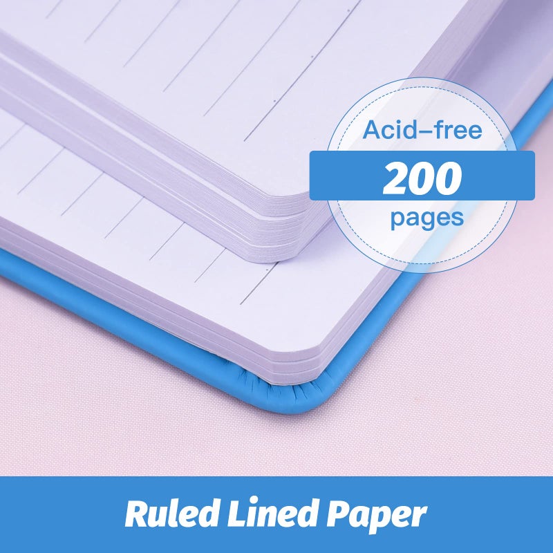 SUIN Hardcover-Journal-Notebooks, A5 Lined Journals Notebook for Writing 200 Pages, 8.2 x 5.5 inch, Classic Ruled Notebooks for Work/Travel/College (Light Blue- 1 Pack) - Image 3