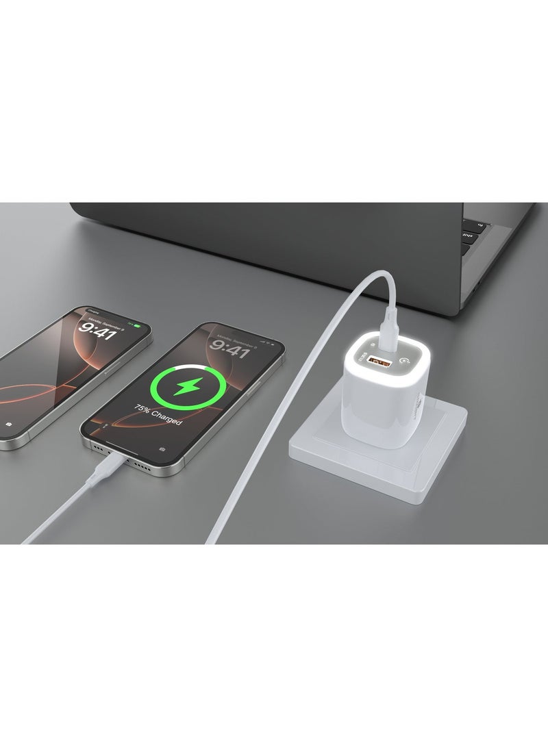 GRABIT GTC-125H Fast Charger 25W PD with Halo Night Light – USB-C + USB-A Dual Port, PPS Compatible - Image 4