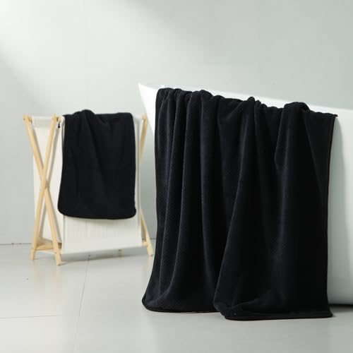 Feyocn 2 Pack 40"x 80" Extra Large Bath Towel Sheet Set, Oversized Bath Sheet Towels for Adults Soft Highly Absorbent Quick Dry Towels Set for Bathroom Hotel Spa Black - Image 2