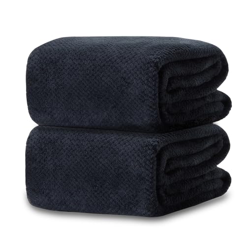Feyocn 2 Pack 40"x 80" Extra Large Bath Towel Sheet Set, Oversized Bath Sheet Towels for Adults Soft Highly Absorbent Quick Dry Towels Set for Bathroom Hotel Spa Black - Image 1