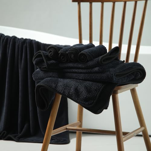 Feyocn 2 Pack 40"x 80" Extra Large Bath Towel Sheet Set, Oversized Bath Sheet Towels for Adults Soft Highly Absorbent Quick Dry Towels Set for Bathroom Hotel Spa Black - Image 3