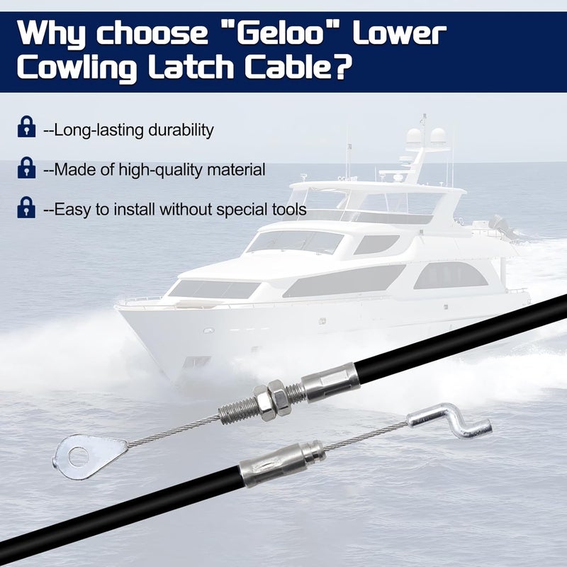 Geloo 2pcs Cowl Latch Cable for Mercury Verado L6 Outboard Engines - Image 4