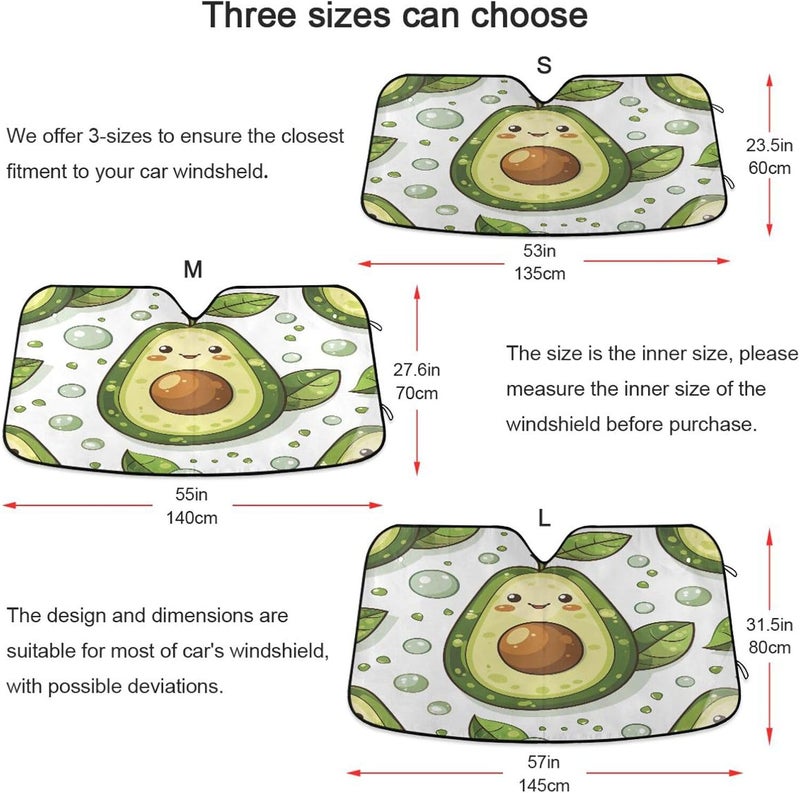 Avocado Car Windshield Sun Shade Foldable Sun Visor Automotive Sunshades for Car Truck SUV Blocks UV Rays Keep Your Vehicle Cool - Image 5