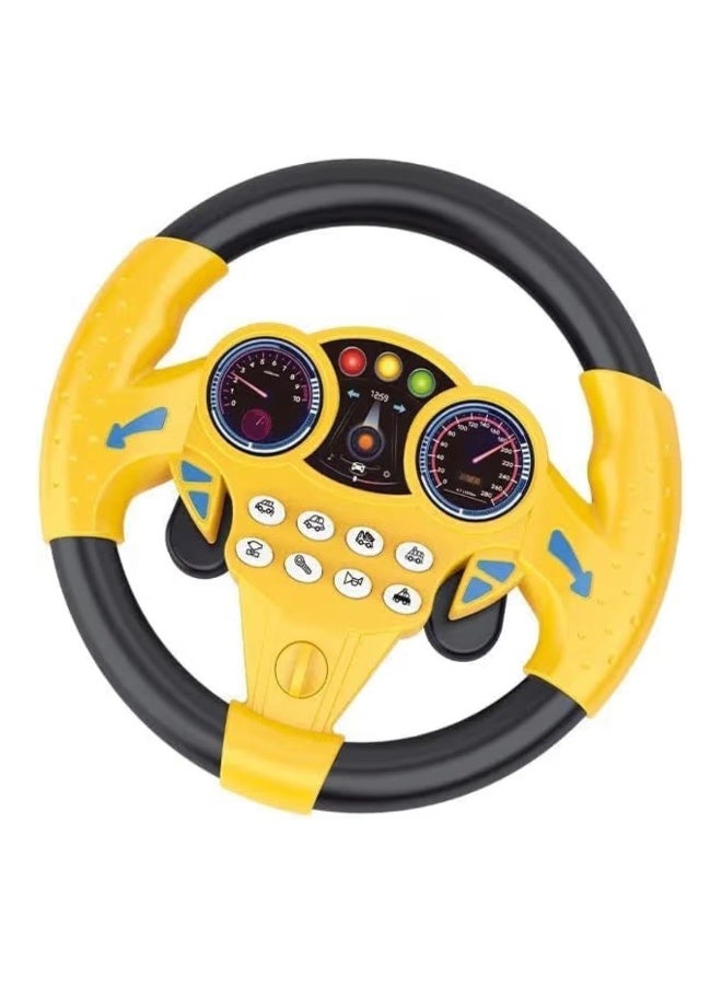 vGRASSP Electronic Steering Wheel Toy for Kids with Multi Buttons, Interactive Sound & Light Effects, Pretend Driving Simulation Toy, Educational Learning Car Steering Wheel for Boys & Girls, Yellow, 20 x 20 x 3 cm - Image 1