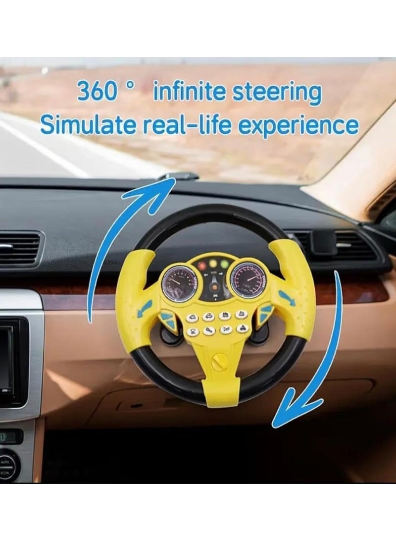vGRASSP Electronic Steering Wheel Toy for Kids with Multi Buttons, Interactive Sound & Light Effects, Pretend Driving Simulation Toy, Educational Learning Car Steering Wheel for Boys & Girls, Yellow, 20 x 20 x 3 cm - Image 4